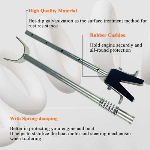 LLANNDER Adjustable Boat Transom Saver with Shock Absorbing Composite Head, Heavy-Duty Aluminum for Outboard Motors Under 150HP, Roller Mount - 20" to 29" - Thumbnail 6