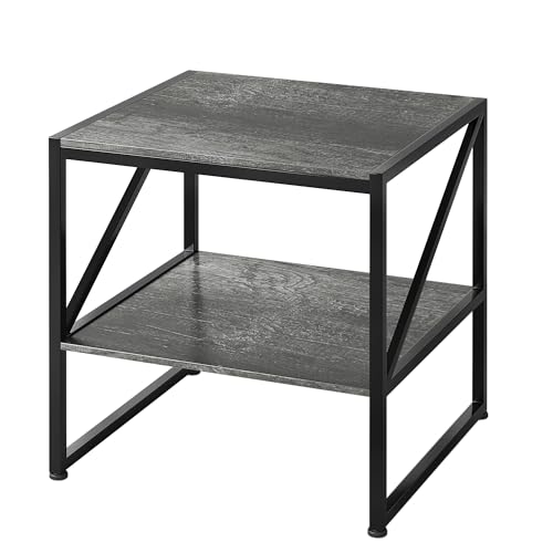MUTUN 50cm Square End Table, 20 Inch Side Table for Living Room, Bedside Table for Bedroom, Nightstand, Small Table Grey Oak