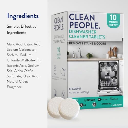 The Clean People Dishwasher Cleaner - Dishwasher Cleaner Tablets for Removing Limescale, Mineral Buildup, Grease & Odors - 10 Count, Citrus Scent - Thumbnail 5