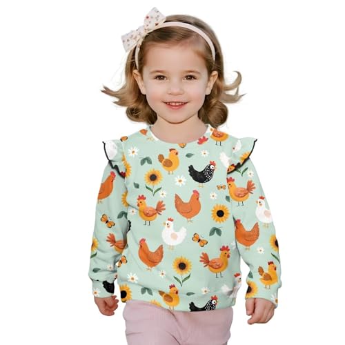 Toddler Baby Girls Sweatshirts Crewneck Cute Ruffle Kids Casual Pullover Sweatshirt Fashion Loose Long Sleeve Tops