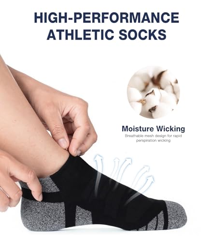 Men's Ankle Socks 8 Pack Cotton Moisture-Wicking Socks with Cushioned Sole Ideal for Teens Everyday Wear Travel4