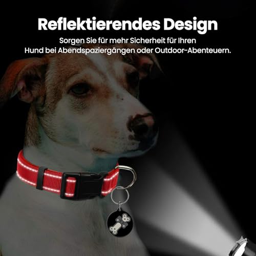 Collar reflectante para perro con hebilla ajustable, nylon rojo, talla S miniatura 6