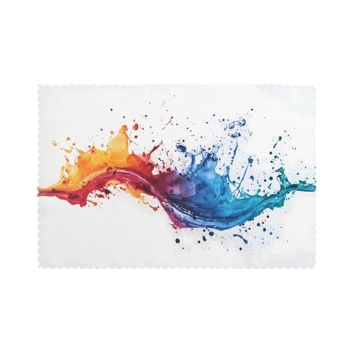 WZYWHJ Juego de 6 manteles individuales con estampado de salpicaduras de tinta, resistentes al calor, antideslizantes, resistentes a las manchas, fáciles de limpiar, para fiestas, cocina, comedor