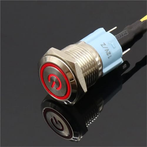 Interrupteur à bouton-poussoir 16mm avec indicateur LED vert 12V - 4