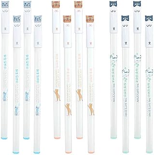 Cute Cat 0.38 mm Gel Ink Rollerball Pens Novelty Pens for Birthday Gift School Office Stationery Back to School Gift Christmas Xmas Gift Set of 12 (Black)