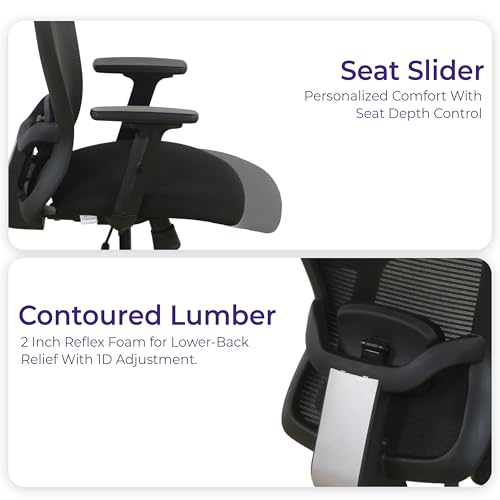 Image of Wakefit Safari Ergonomic Office Chair for Work | 3 Year Warranty | Multi-Lock Seat Slider and Recline | Soft Armrest with 3D Adjustability | Strong Nylon Base | 8+ Hours of Comfort | Black