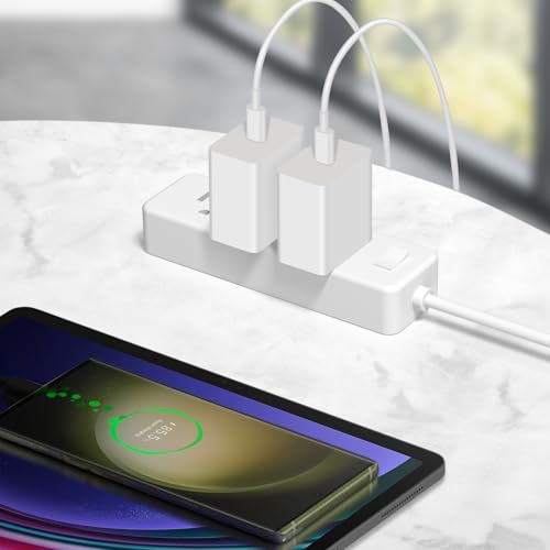45W USB C Super Fast Charger, Type C Charger Fast Charging Block, Android Phone Charger with 6Ft Type C to C Cable for Galaxy S25 Ultra/S25/S24/S23/S22/S21/S20/Note 20/Note 10（White）