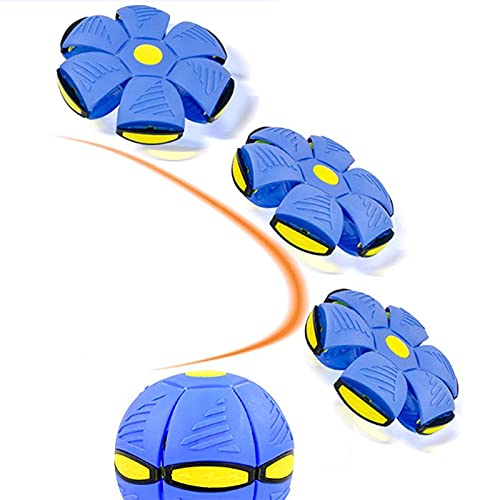 URM Enterprises UFO Flying Soccer Ball Magic Ball Flying Soccer Ball Deformation Football - Football Flat Throw Disk - with LED Light