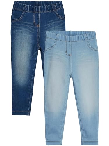 NEXT Mädchen Jeggings mit Gummibund im 2er-Pack Mid Blue/Light...
