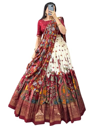 Flosive Women’s Lehenga Choli Set | Dola Silk Digital Printed Sti...