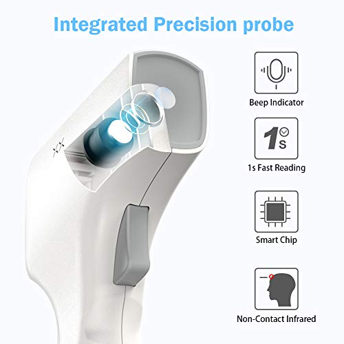 Digital Infrared Thermometer Forehead Temporal for Adults Touchless Non-Contact Portable Body Basal with LCD Display Head Human Led Instant Read for Kids Baby, Adult, Surface of Objects