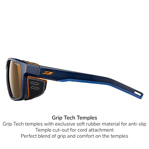 Julbo Shield Muntain Sunglasses, Blue/Blue/Orange Frame, Reactiv 2-4 Brown Polarized Lens #TOP3