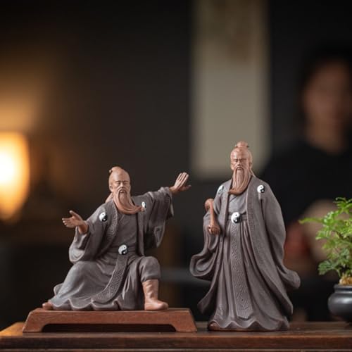 Estatua Tai Chi Master en arcilla morada artesanal miniatura 3