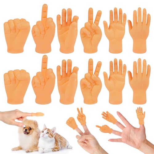 Aolso Kleine Hände Fingerpuppe Set 12 Stück Mini Hände Gummi Lustige Minihände Fingerhände für Geburtstagsfeiern Zaubertricks Haustiere Spiele Party