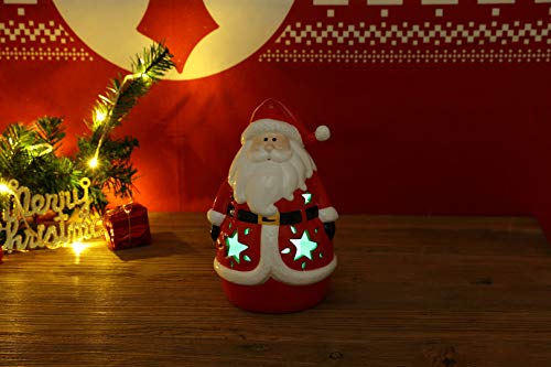 Lanterne de table LED en céramique Père Noël pour centre de table cosy