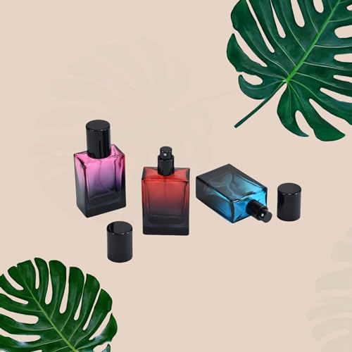 2 Pack 30ml Gradient Color Glass Atomizer Perfume Spray Bottle,Refillable Empty Perfume Spray Bottles for Travel,Fine Mist Sprayer Containers for Essential Oil Cosmetic(Red&Black)4
