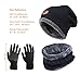 Winter Hat Scarf Gloves Slouchy Beanie Snow Knit Skull Cap Touch Screen Mittens Circle Scarves for Women Men Black