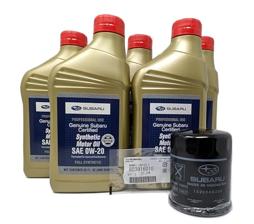 Subaru Forester Outback Impreza Ascent Legacy Crosstrek Oil Change Kit - Filter - Gasket - & 5 Qts Synthetic Motor Oil SAE 0W-20