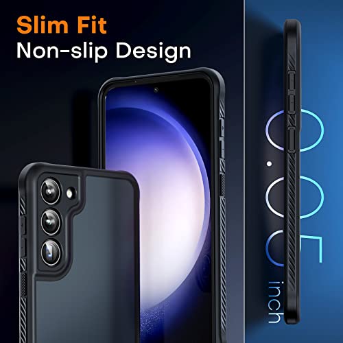 Image of TOCOL 3 in 1 for Samsung Galaxy S23 Plus Case, [Upgraded Full Camera Protection] [Military Grade Drop Tested] Translucent Matte Back, Non-Slip Cover for S23+ 6.6'', Matte Black