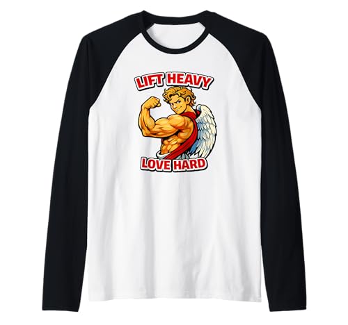 Divertido Gimnasio San Valentín Cupido Entrenamiento Halter Camiseta Manga Raglan