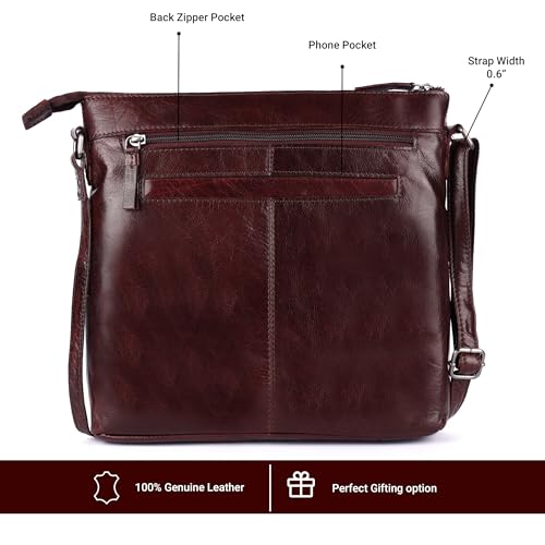 Image of LEDERBUCK Olga Women's Extra-Large Genuine Leather Crossbody Purse - Soft Triple-Zip Shoulder Bag