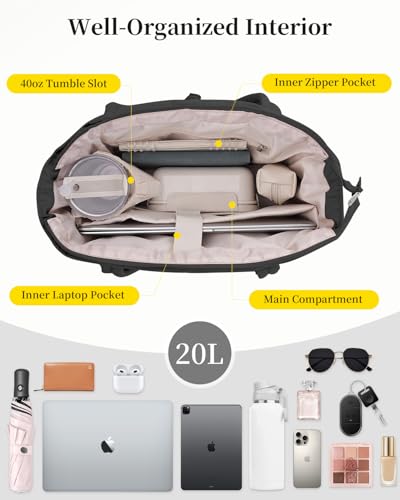 Image of Puffer Tote Bag for Women Handbag Nurse Bag with Cup Holder & Laptop Compartment & Trolley Sleeve for Work Travel