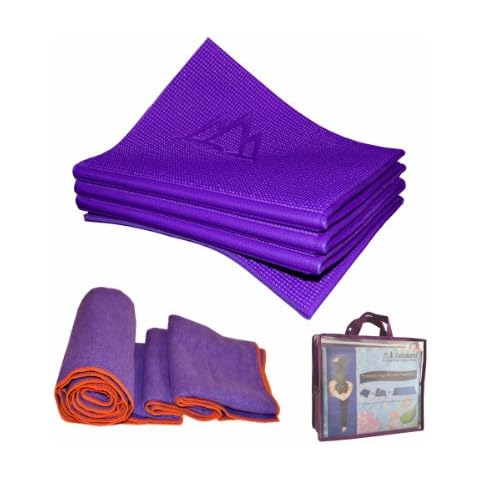Khataland Eco Friendly Yoga Set-YoFoMat (Patented Folding Yoga Mat) + Equanimity Premium Yoga Towel + Travel Bag, Purple Cover