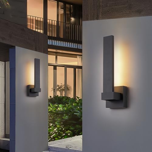 Image of Modern Outdoor Wall Lights 15.5 inch LED Exterior Lighting Fixtures Patio Wall Lights Fixture Waterproof Outside Wall Sconces for Porch Yard Front Door Garage