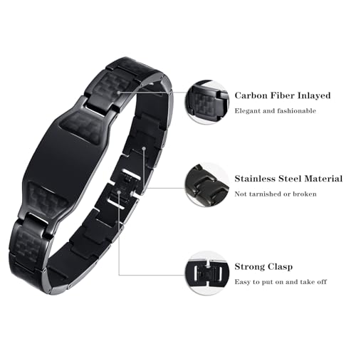 Hisatan Men's Customizable Personalized Link Bracelet with Multi-Pattern Stainless Steel Fashion Bracelet3