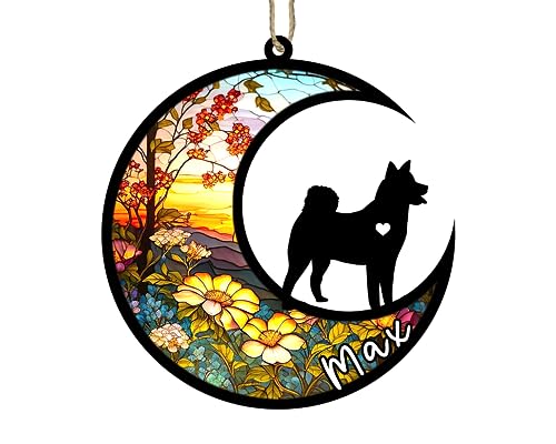 Personalized Shiba Inu Dog Memorial Suncatcher, Shiba Inu Christmas Ornament with Name, Custom Dog Breeds, Pet Loss Stained Glass Light Catcher, Gifts for Dog Lovers Loss of Dog Sympathy Gift
