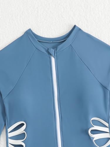 Image of SEGT Girl's One Piece Rash Guard Long Sleeve Swimsuits Bathing Suit