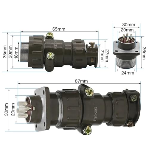 Conector P20 de 4 pines redondo de 20mm para reparar conexiones sueltas 3