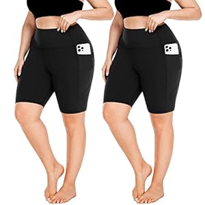 FULLSOFT Plus Size Biker Shorts for Women-High Waist X-Large-4X Tummy Control with Pockets Workout Shorts for Yoga