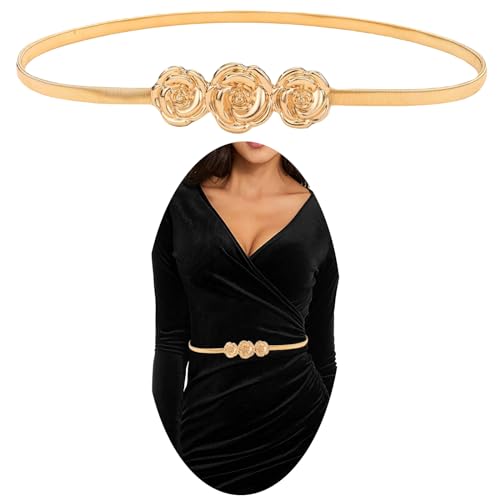 Metal Skinny Belt For Women - Elastic Metal Chain and Tight Waist Belt Suitable For Dresses