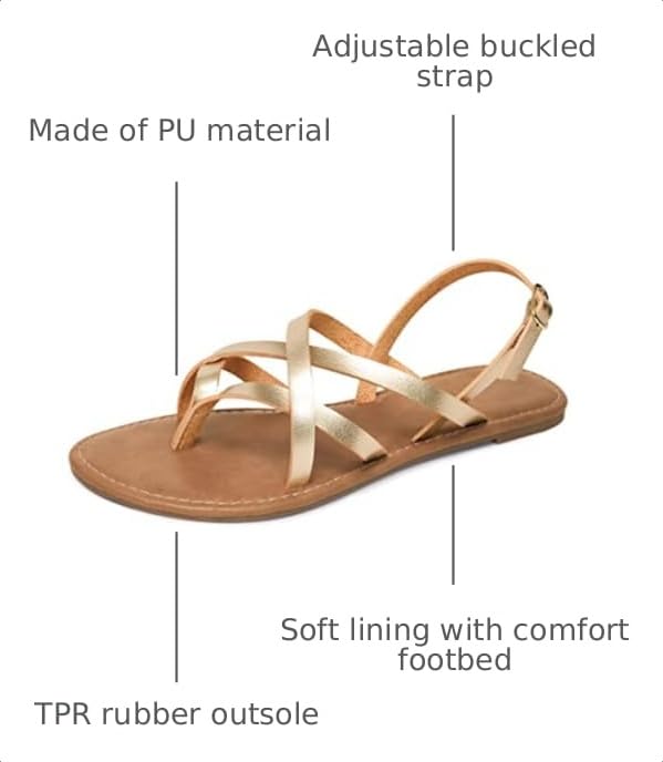 Image of Huayuanwell Women's Gladiator Flat Sandals Fisherman Strappy Sandals Ankle Strap Sandals