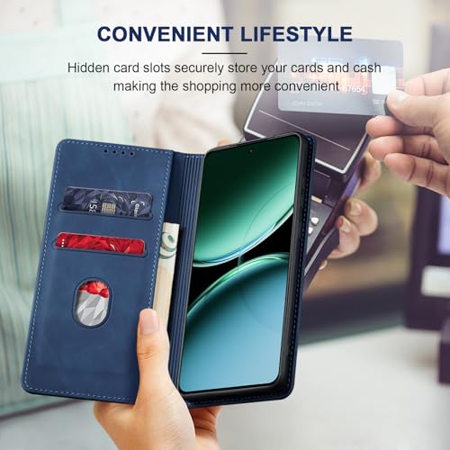 Image of Jasonyu Case for OnePlus Nord 4 5G Leather Wallet Flip Cover with Card Holder,Kickstand, Magnetic Closure,TPU Shockproof Phone Case Compatible with OnePlus Nord 4 (Blue)