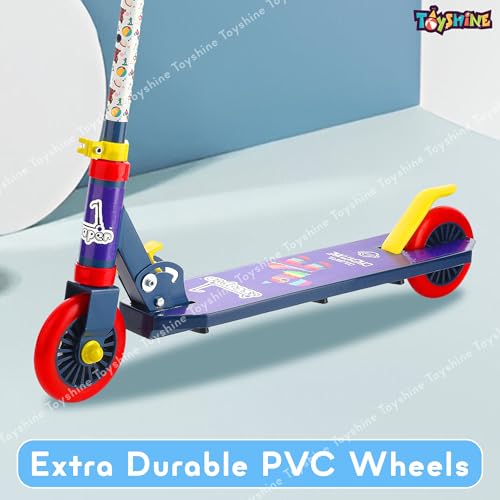 Image of Toyshine Jumbo 2 Wheel Runner Scooter with Anti Slip ABS Base Aluminium Structure Height Adjustable Handlebar Foldable Max Load 50kg for Boys and Girls Ages 4 and Above - Blue