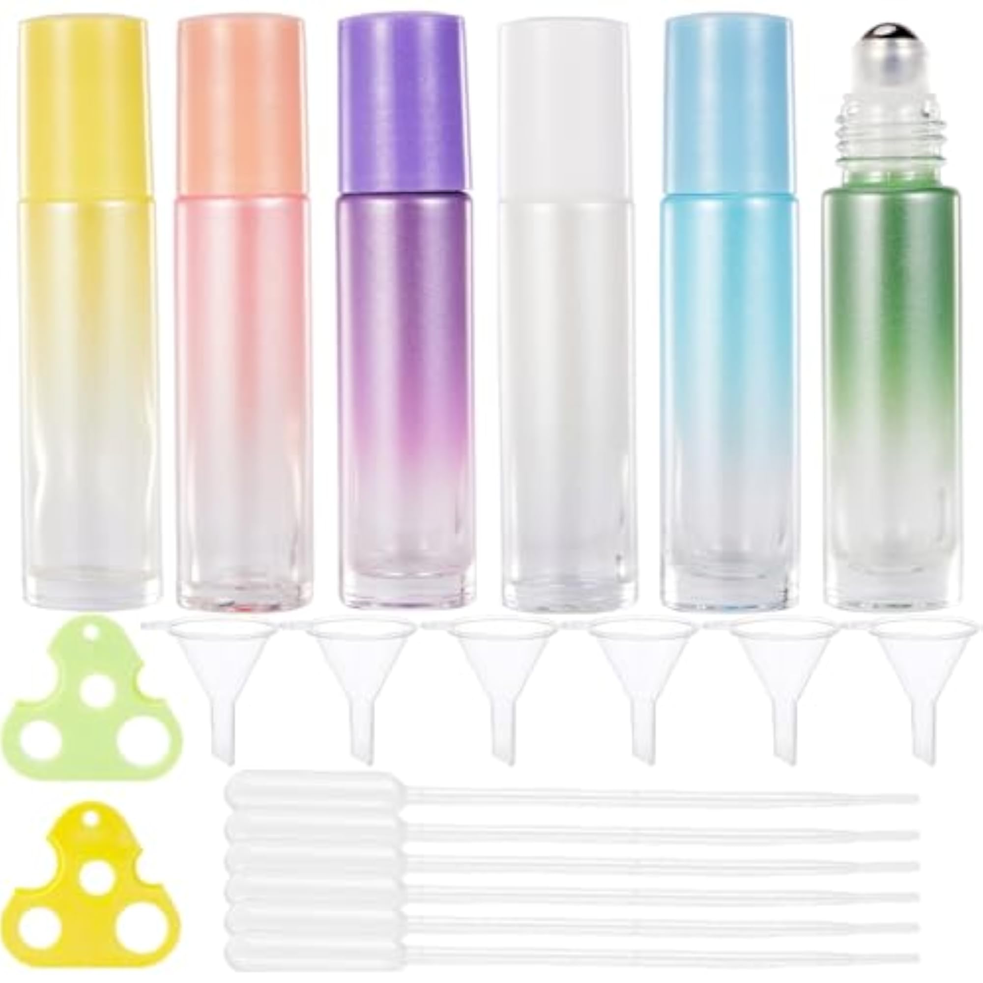 10ml Essential Oil Roller Bottles, 6 Gradient Colors