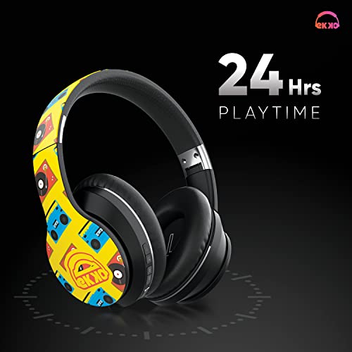 Image of Ekko Skull Alter EGO H02 - Wireless Headphones with Noise Cancellation Upto 15H Playback, On Ear Headphones with Mic, Max Bass, Twin Connect, Siri & Google Assistant Activate (Yellow)