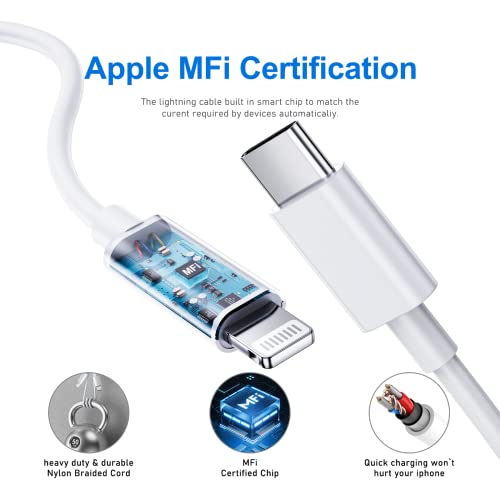 Fast Charger Iphone [Apple Mfi Certified], 3 Pack 20W Apple Usb C Fast Charging Block With 3Pcs 6Ft Usb C To Lightning Cable For Iphone 14/14 Pro/14Pro Max/13/13 Pro/12/12 Pro/12 Pro Max/11/Se/Xr/X #TOP5