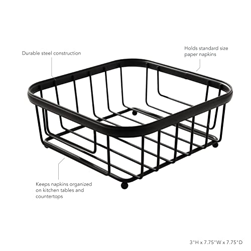 Spectrum Diversified Ashley Flat, Modern Dining Table Décor Horizontal Napkin Holder For Kitchen Tables & Countertops, Black #TOP4