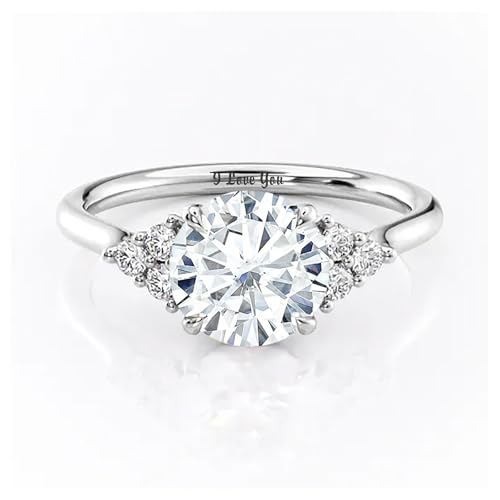 SISGEM 10K 14K 18K Solid Gold Moissanite Engagement Rings Bridal Set for Women, 1-3 Carat Round Shape Moissanite Wedding Band Set Promise Rings with Side Stones for Her3