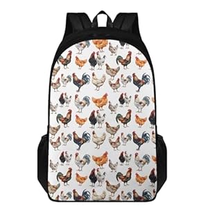 Funny Chicken Backpack for Kids Boys Girls 17 Inch School Bags with Multiple Pockets Elementary Travel Rucksack Middle School Bookbag Back to School Gifts,Farmhouse Farm Rooster Funny Chicken Backpack for Kids Boys Girls 17 Inch School Bags with Multiple Pockets Elementary Travel Rucksack Middle School Bookbag Back to School GiftsFarmhouse Farm Rooster