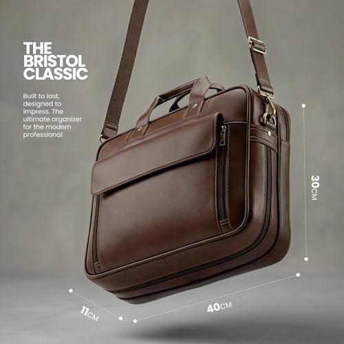 Image of FATMUG Executive Office Bag - 15.6 Inch Messenger Laptop Bag for Men - Vegan Leather