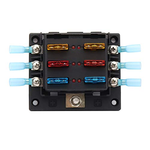 RuleaxAsi Bloco de fusíveis com lâmina de 6 vias Caixa porta-fusíveis Novo 6 Circuito ATP/ATC/ATO co