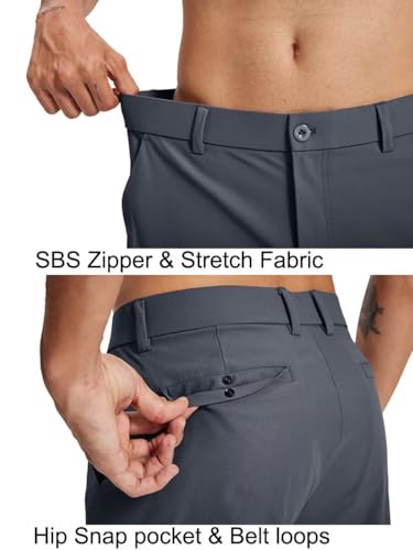 Tyhengta Men's Golf Pants 30"/32"/34" Lightweight Comfy Stretch Work Dress Pants Dark Grey 34Wx32L — view 5