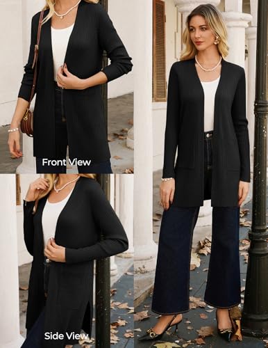 GRACE KARIN Fall Long Cardigans for Women 2025, Open Front Long Sleeve Sweaters, Early Fall Fashion Outfits4