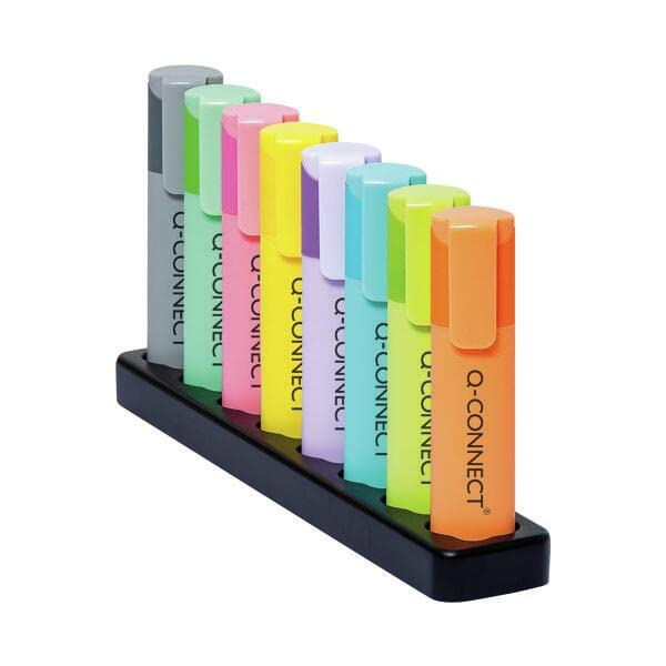 Q-Connect Deskset with 8 Pastel Highlighters (Pack of 8) KF17806+ Free finchley Refill Pen (9)
