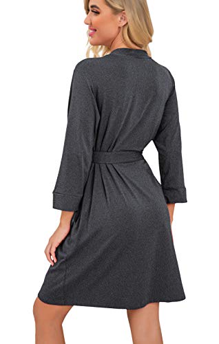 Image of PrinStory Womens Robe Lightweight Short Knit Bathrobe Soft Ladies Sleepwear with Pockets