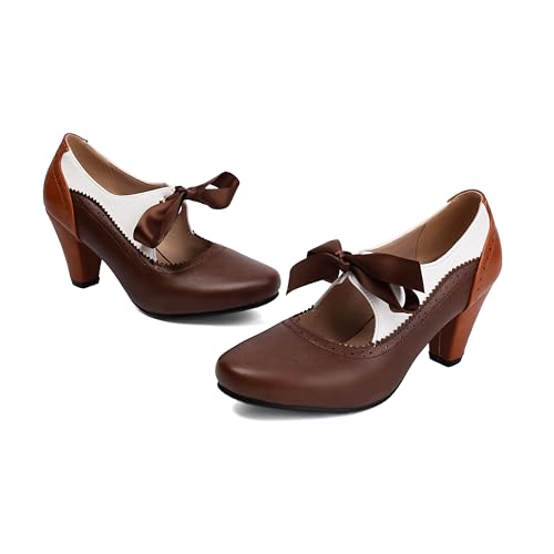 Women's Mary Jane Close Round Toe Vintage Ankle Strap Rockability 1950s Gatsby Heels Retro 1920s Victorian Pumps Shoes2
